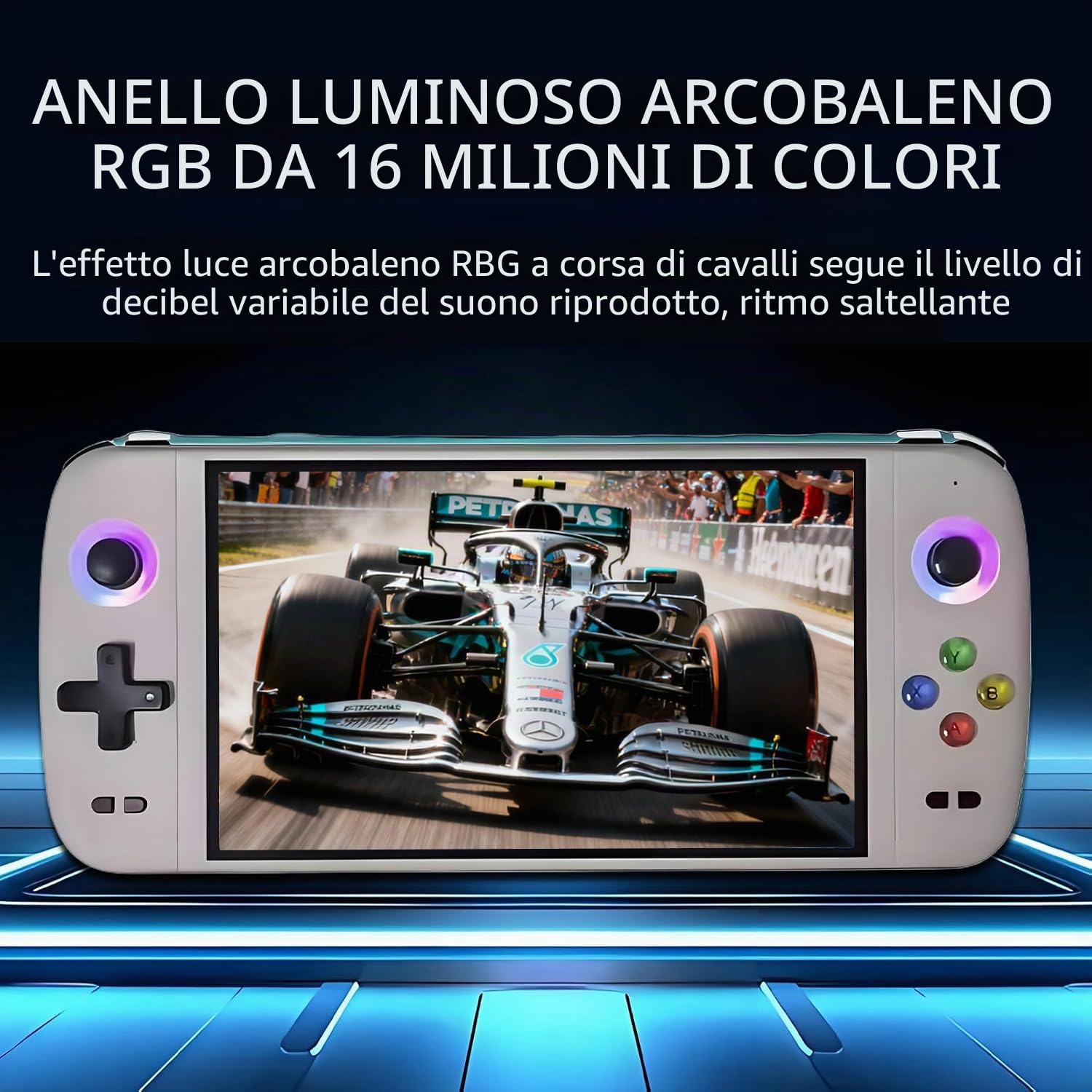 Nuova console di gioco portatile M27, 64 GB di memoria interna con 20.000 giochi, sistema Linux, schermo IPS da 7 pollici, console portatile mini arcade tascabile, uscita HD (grigio, 64 g)