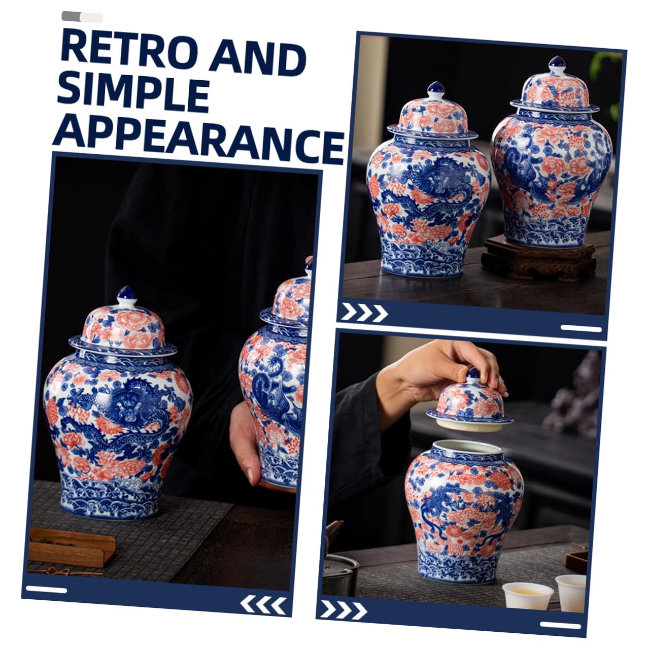 Generico Barattolo Tè Ermetico in Ceramico Retro 1300ml Contenitore per Tè e Dolcetti, Conservazione Sigillata, Stile Semplice per Cucina e Arredamento
