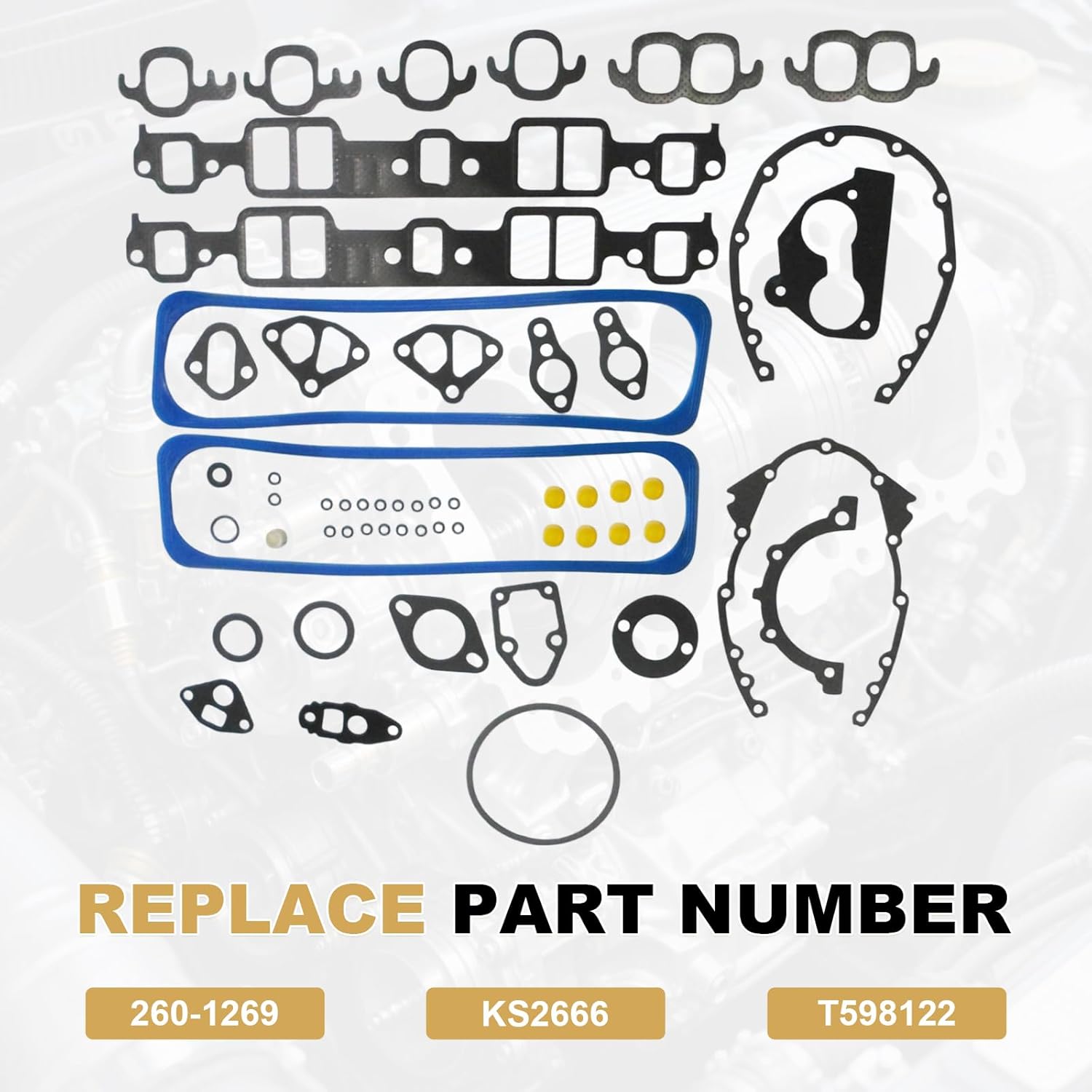 Partsflow Engine Gasket Set for GM for Chevrolet/for GMC Throttle Body TBI 5.7 Liter 350 Cubic Inch V8 Engines from 1987 Through 1995 OE#260-1269, KS2666
