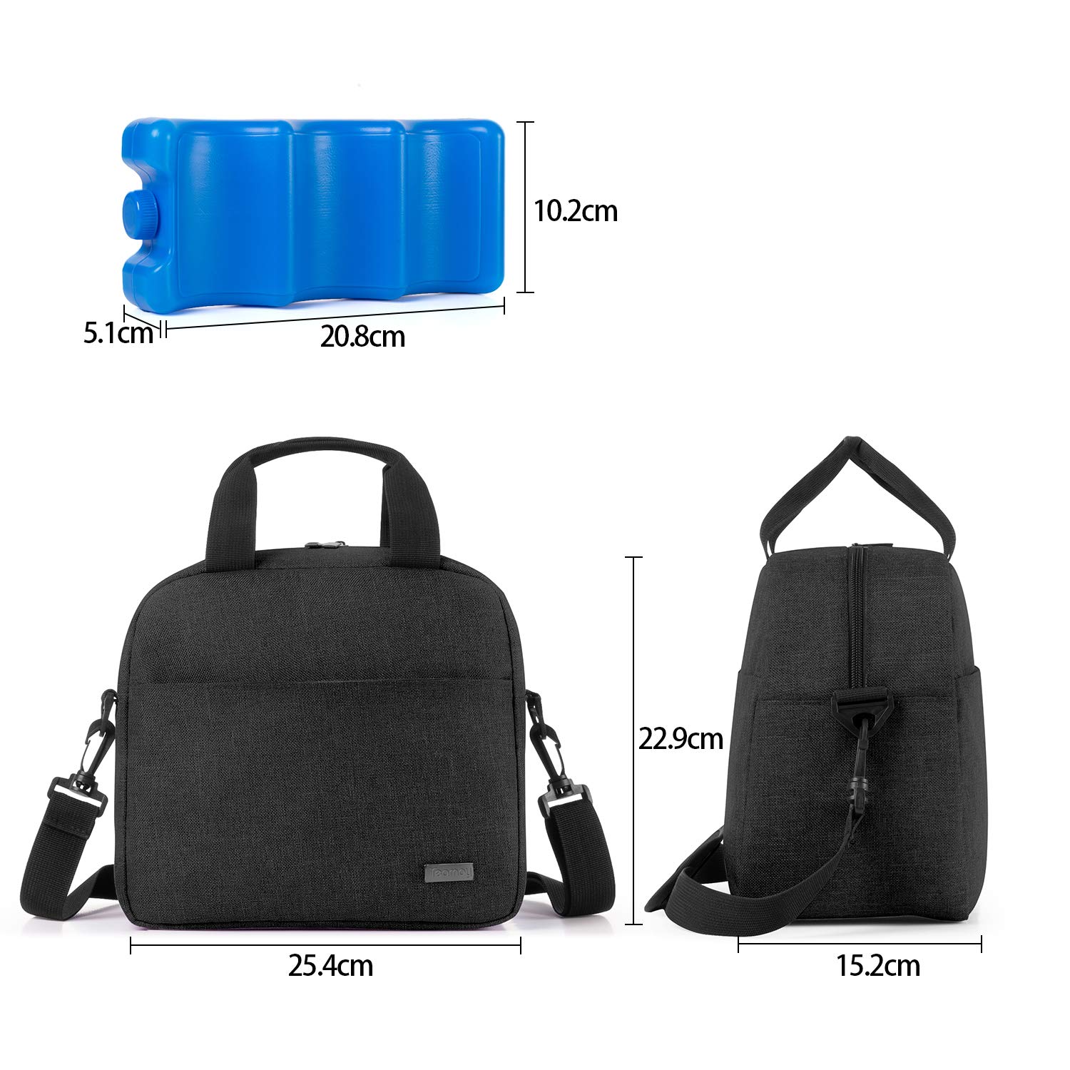 Teamoy Borsa Termica per Biberon con Mattonelle per il Ghiaccio, Porta Biberon Isotermico, Adatto a 6 biberon da 270ml, Nero