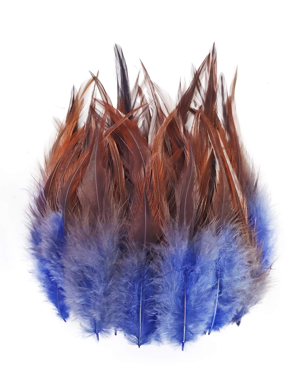 Happy Feather100PCS Saddle Hackle Rooster Feather for Crafts, 5-7 inch Natural Pheasant Neck Feathers DIY Pendant Earrings Dream Catcher-Blue