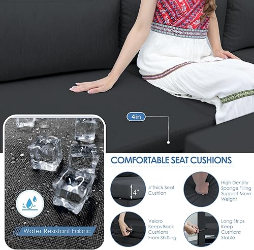 Miniatura 618 de NICESOUL 7 Piece White Powder-Coated Aluminum Patio Furniture with Fire Pit Table, 29 Inch Extra Wide Outdoor Sectional Sofa for 6, High-End Heavy