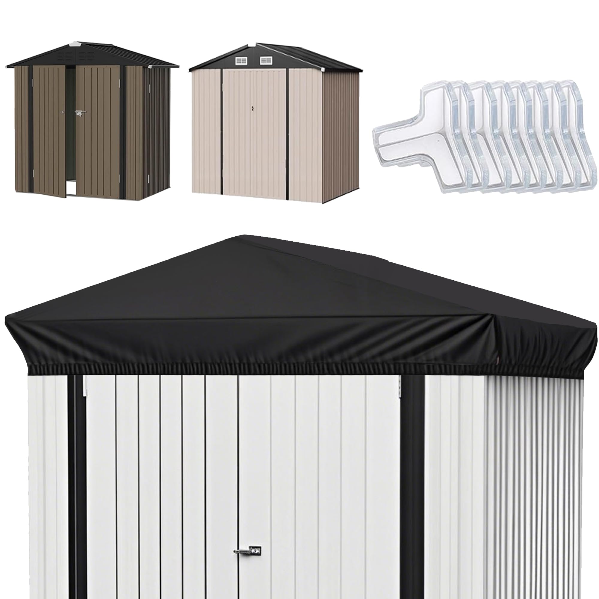 6x4 Ft Durable Slooping Roof Shelter Cover Pressure Rubberized Oxford Cloth, Sun, Dust, Rain and Leaf Resistant with 8 Silicone Protective Corners (Black)