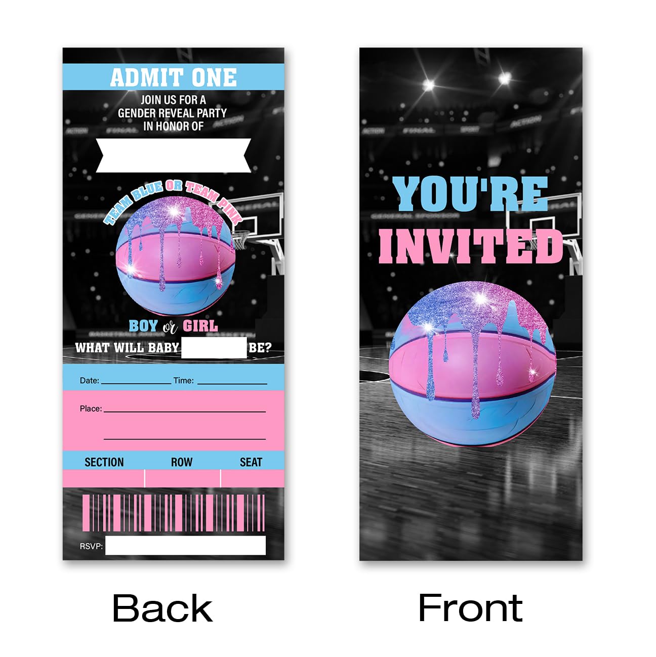 brayqu Burnouts or Bows Neutral Gender Reveal Invitations Neutral Gender Reveal Ticket Invitations Fill-in (20 Invitation Cards with Envelopes)