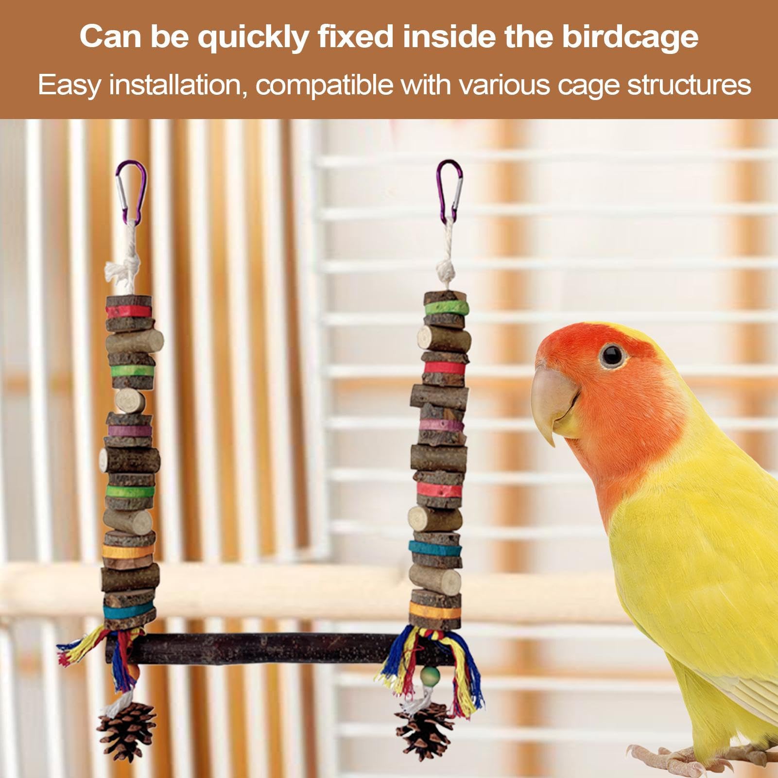 Bird Swings - Cockatiel Cage Chewing Toy | Claw-Grinding Perch | Bird Cage Chewing Swing Perches for Indoors and Outdoors Parrot Toy