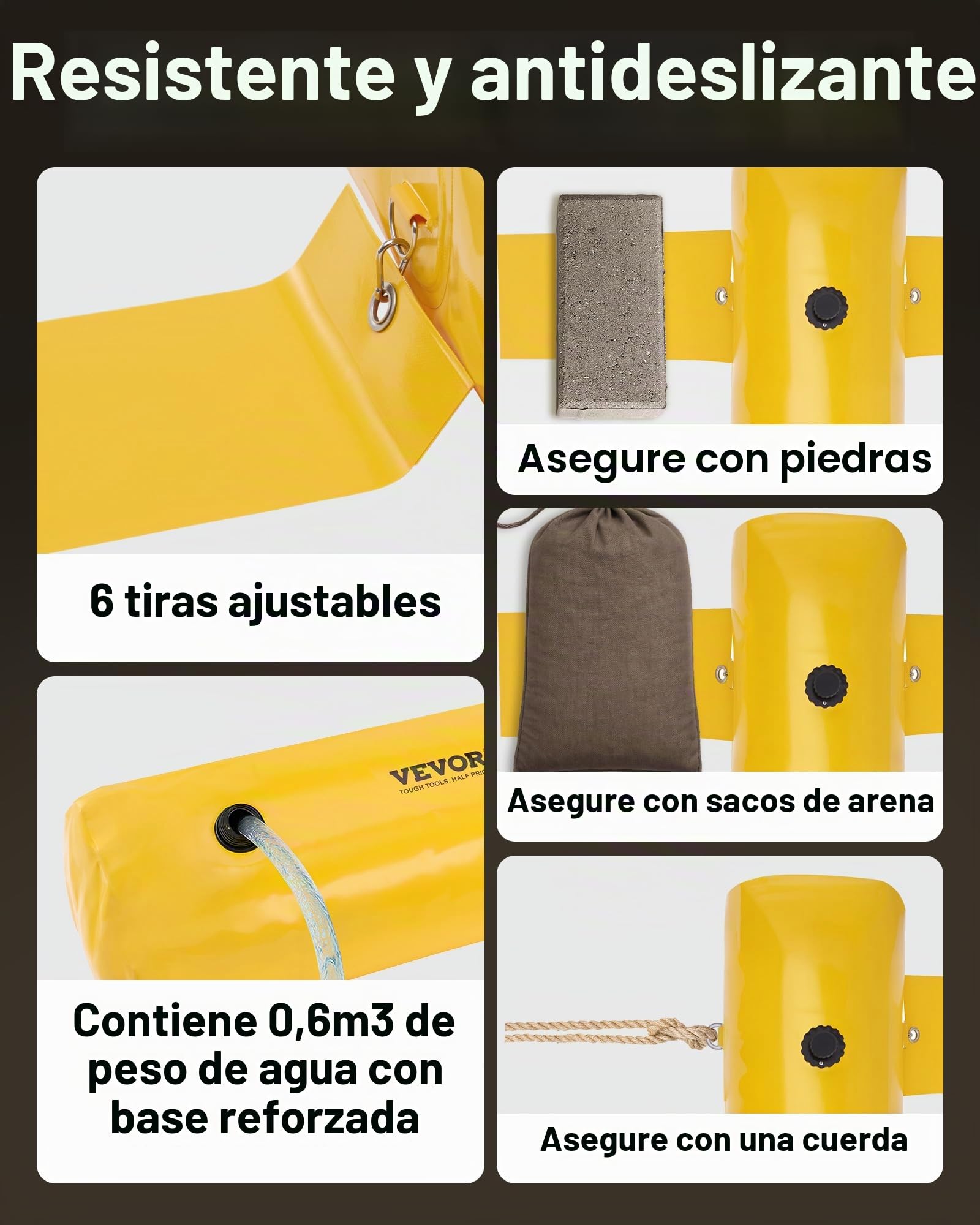 VEVOR Barrera Antiinundaciones, Bolsas contra Inundaciones Alternativas al Saco de Arena, Barrera contra Inundaciones de PVC Reutilizable, para Puerta de Garaje