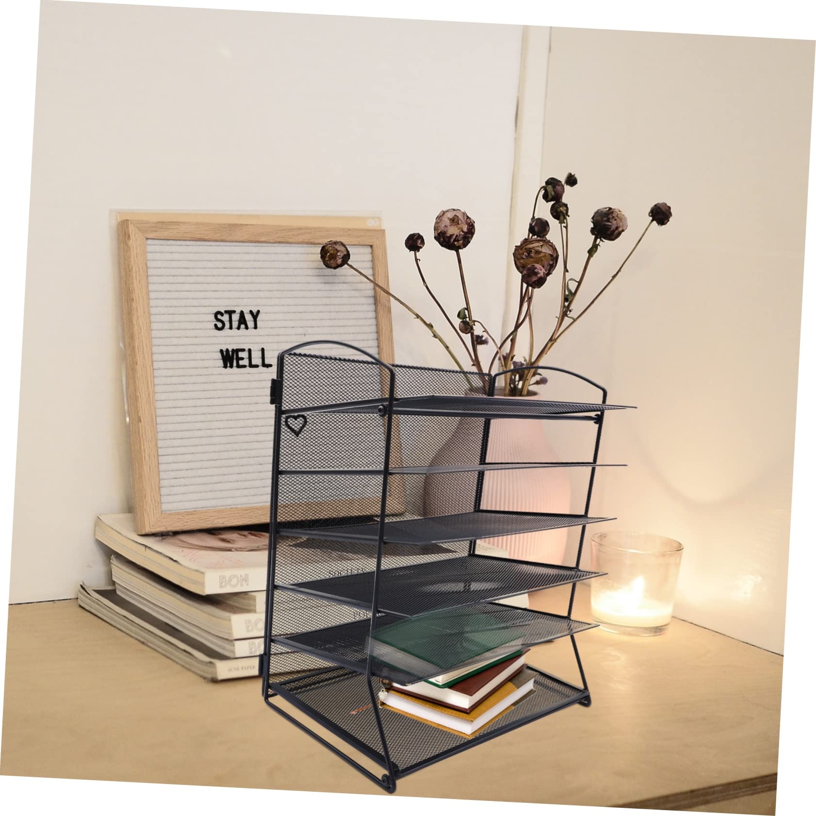 Lurrose 1ensemble Étagère à Documents Organisateur De Bureau Pratique à Plusieurs Niveaux pour Rangement des Fichiers Et Documents