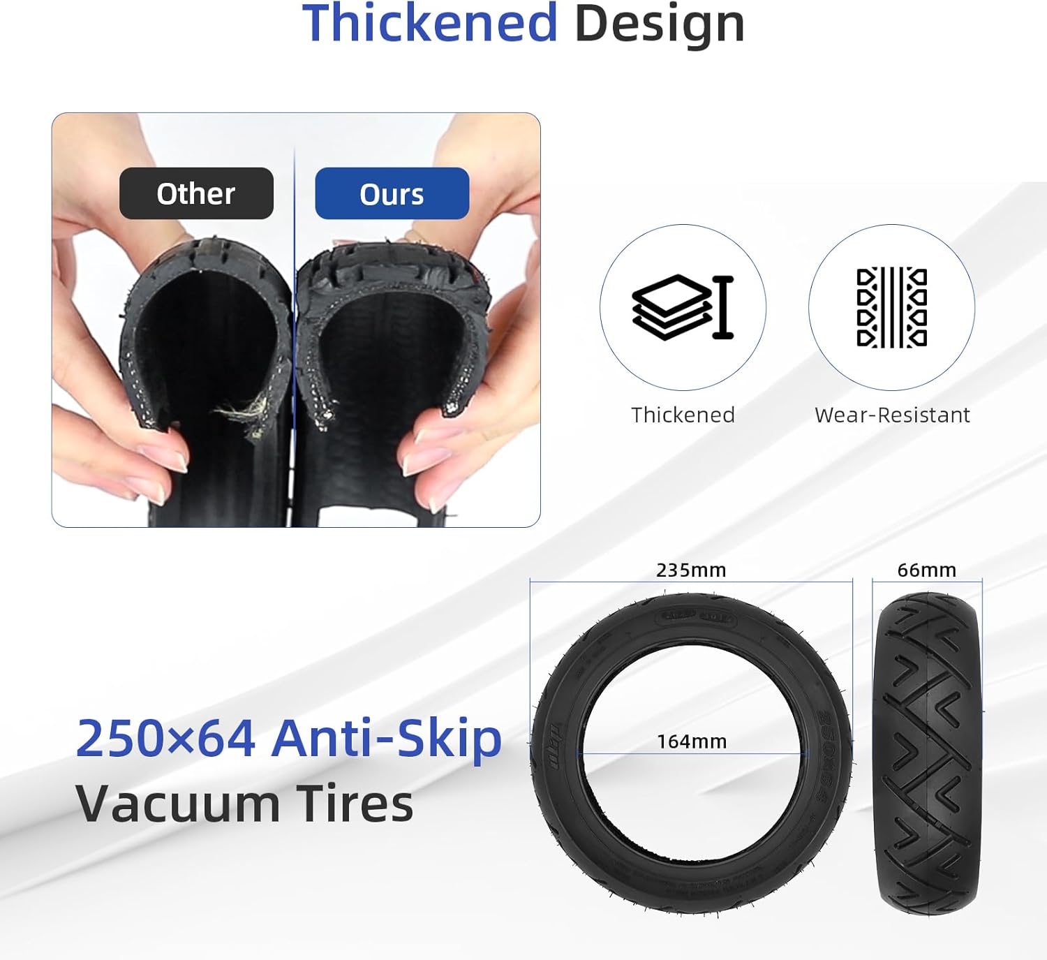 ulip 250x64 city road Vacuum Tire for Xiaomi 4 Ultra NAVEE S65C Electric Scooter Tubeless Thicker Tires Non-Slip Spare Wheels for Scooter (2PCS)