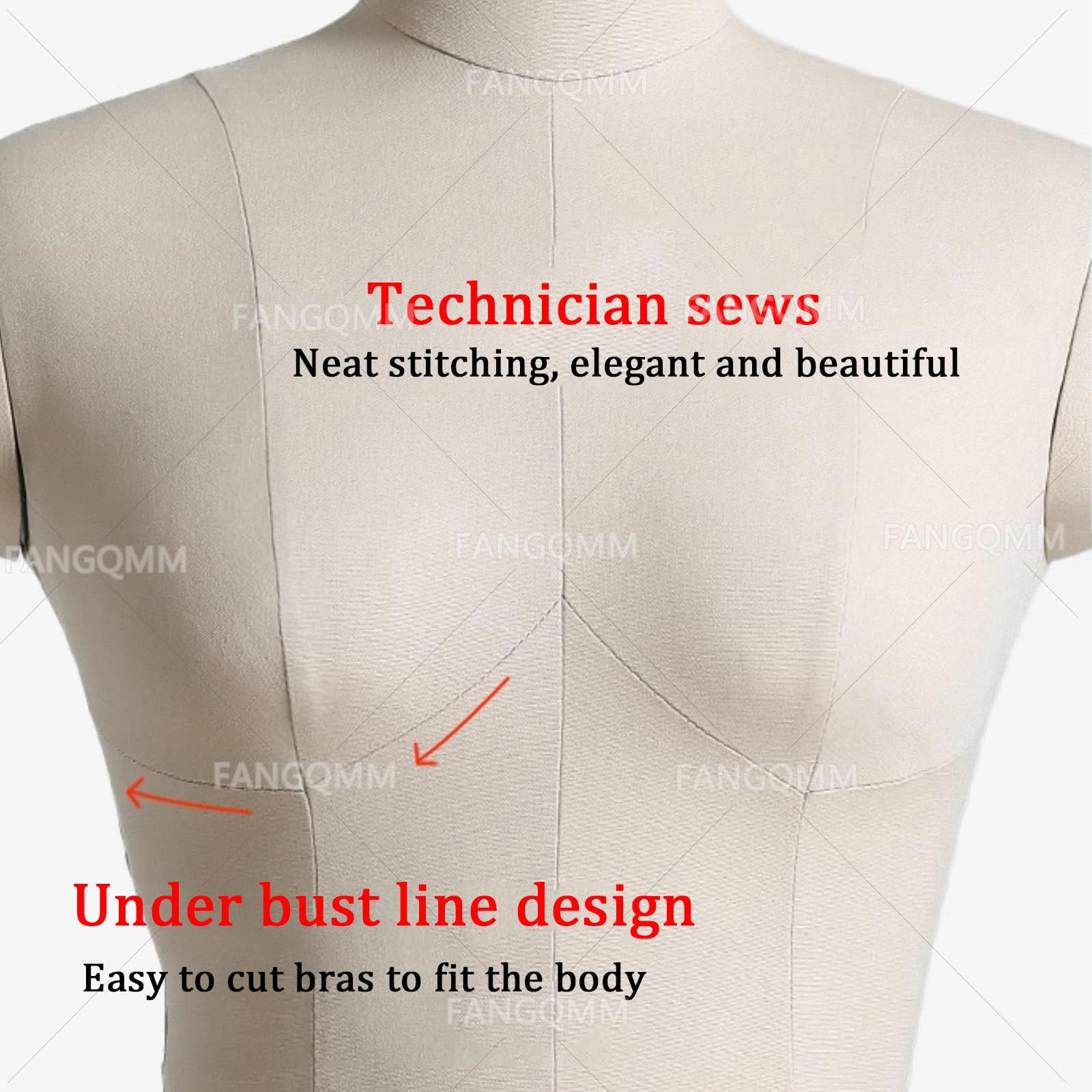 Manichino da donna, busto con ruote per esporre e cucire, per abbigliamento appuntabile, per negozi e gioielli, bianco
