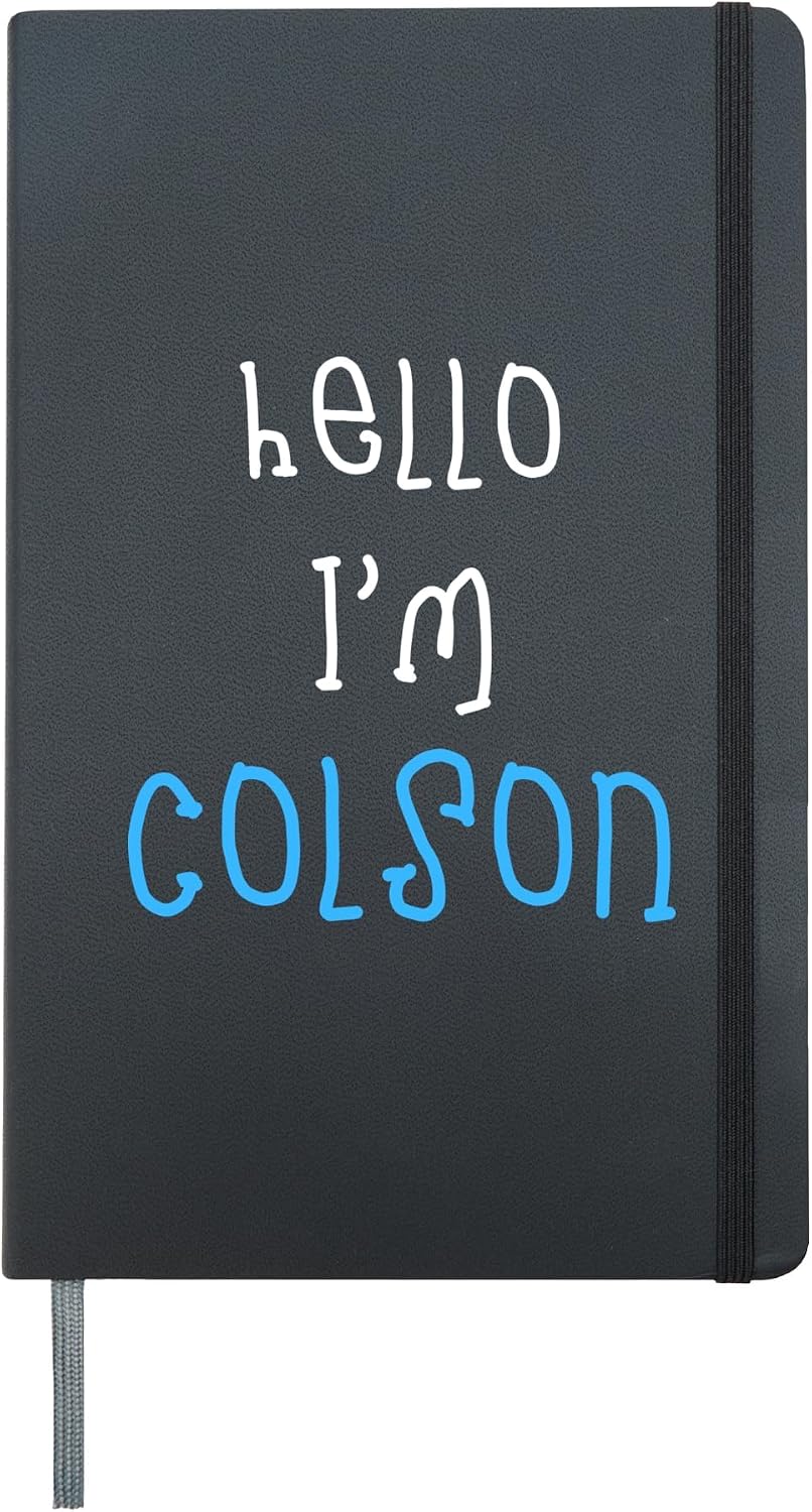 Hello I'm Colson. Cute Funny Slogan Outfit for Boys Toddlers Hardcover Journal, Black