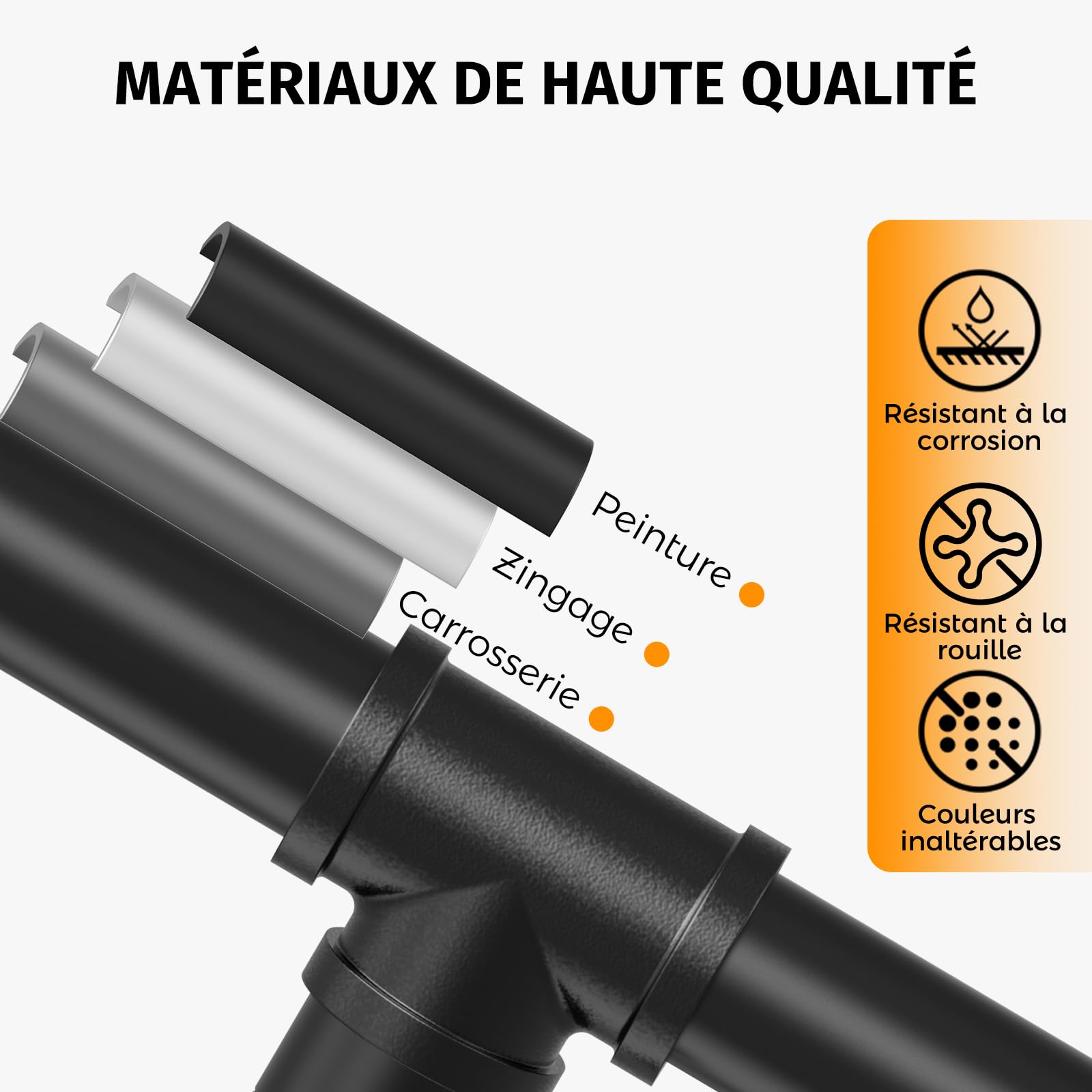 Noir Support de Rampe escalier Main Courante d'escalier | Balustrade Garde Corps escaliers poignée terrasse pour intérieur et extérieur | Rambarde Support,150cm