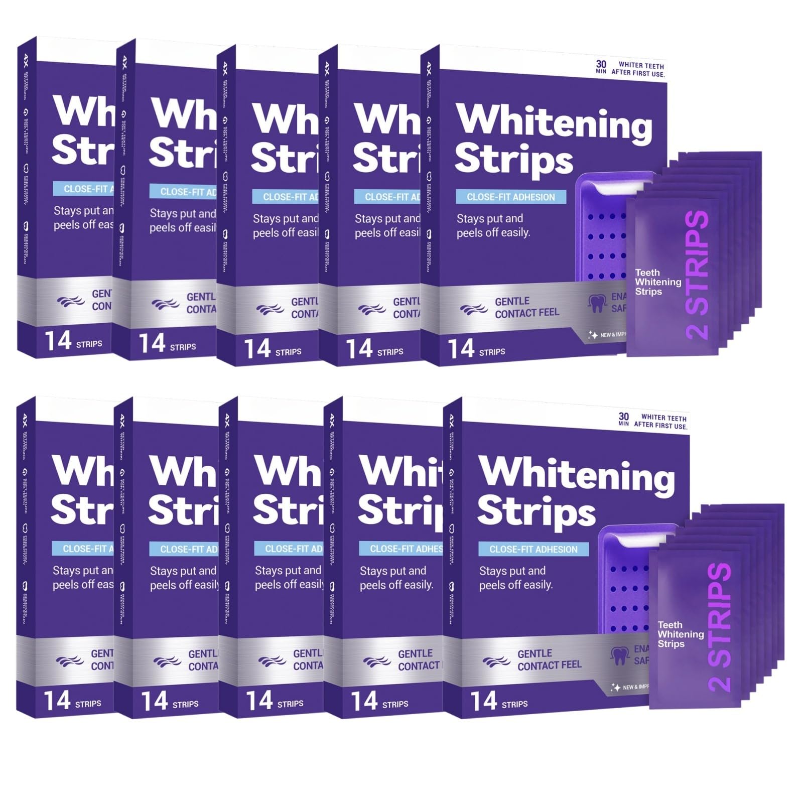Générique Nastro sbiancamento dentale viola, Teeth Whitening Strips, rimuove Macchie Caffè/Tè/vino Sbiancamento in modo sicuro senza danni Viola senza perossido, sbiancanti denti con un sorriso