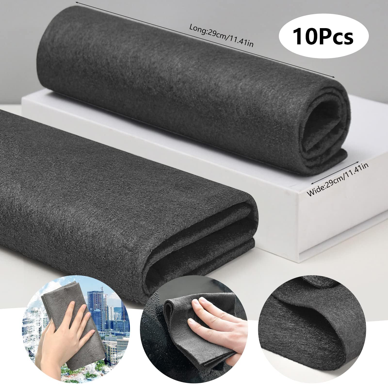 10 szt. Ściereczki z mikrofibry 30×30 cm – Chusteczki do czyszczenia bez smug i kłaczków, do domu, kuchni, szkła, luster i samochodu – wielokrotnego użytku