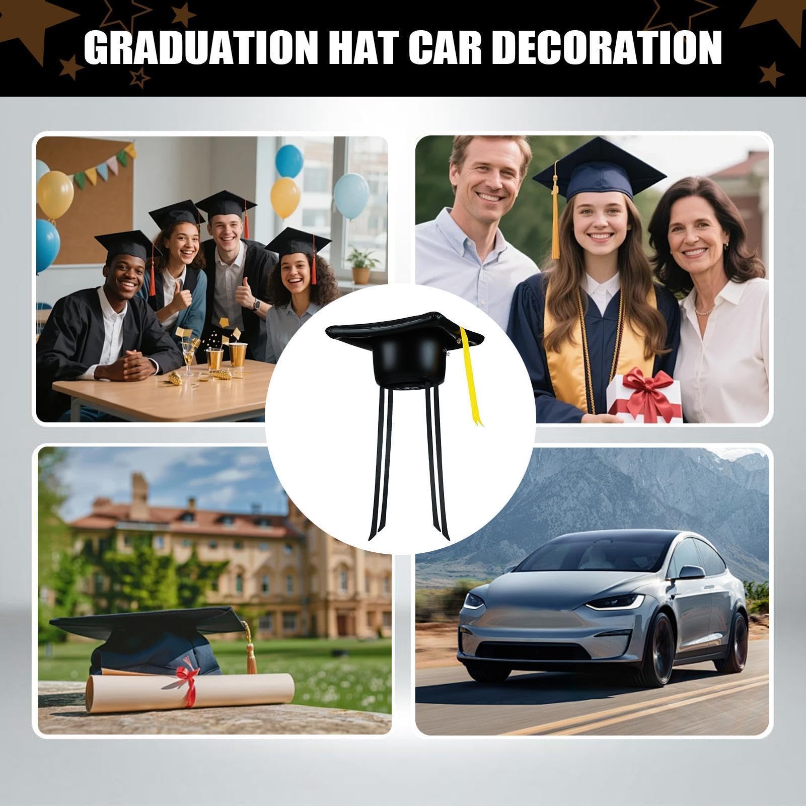 Decorazione tetto auto,Cappello di laurea gonfiabile durevole in PVC,Cappello Di Laurea Gonfiabile Per Tetto Auto - Per Veicoli: Camper, Berlina, Pickup, Trattore, Camion