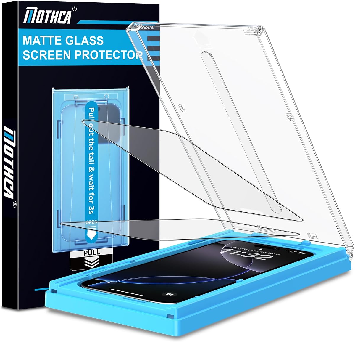 Mothca Paquete de 2 protectores de pantalla de vidrio mate para iPhone 17 Pro/iPhone 16 Pro/iPhone 17 de 6,3 pulgadas [caja de ajuste automático sin polvo] Cobertura total de vidrio templado antideslumbrante y antihuellas, suave como la seda