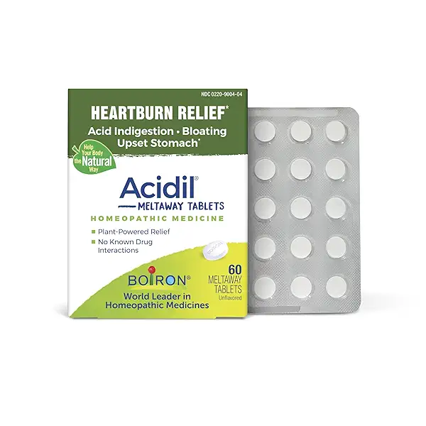Boiron Acidil for Relief of Acid Reflux, Heartburn, Indigestion, and Upset Stomach - 60 Count 1