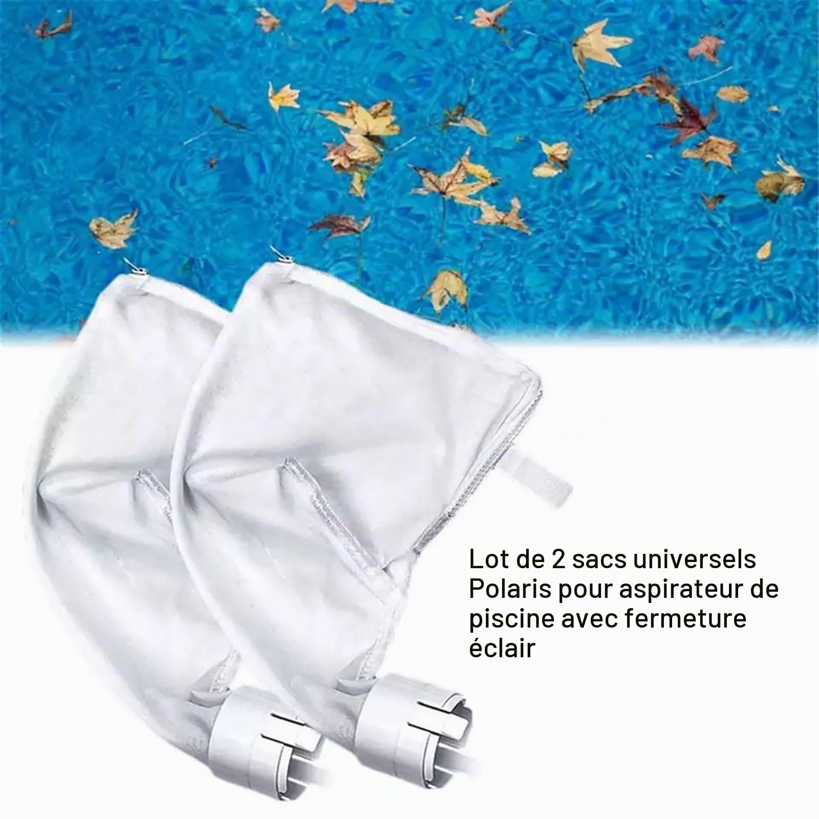 FAMKIT Lot de 2 sacs filtrants zippés de rechange pour Polaris 380, fermeture éclair à 360 degrés Blanc