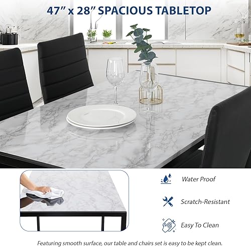 Miniatura 6 de FDW Juego de mesa de comedor para espacios pequeños, mesa de cocina y sillas para 4 mesas con sillas, muebles para el hogar, rectangular, moderno