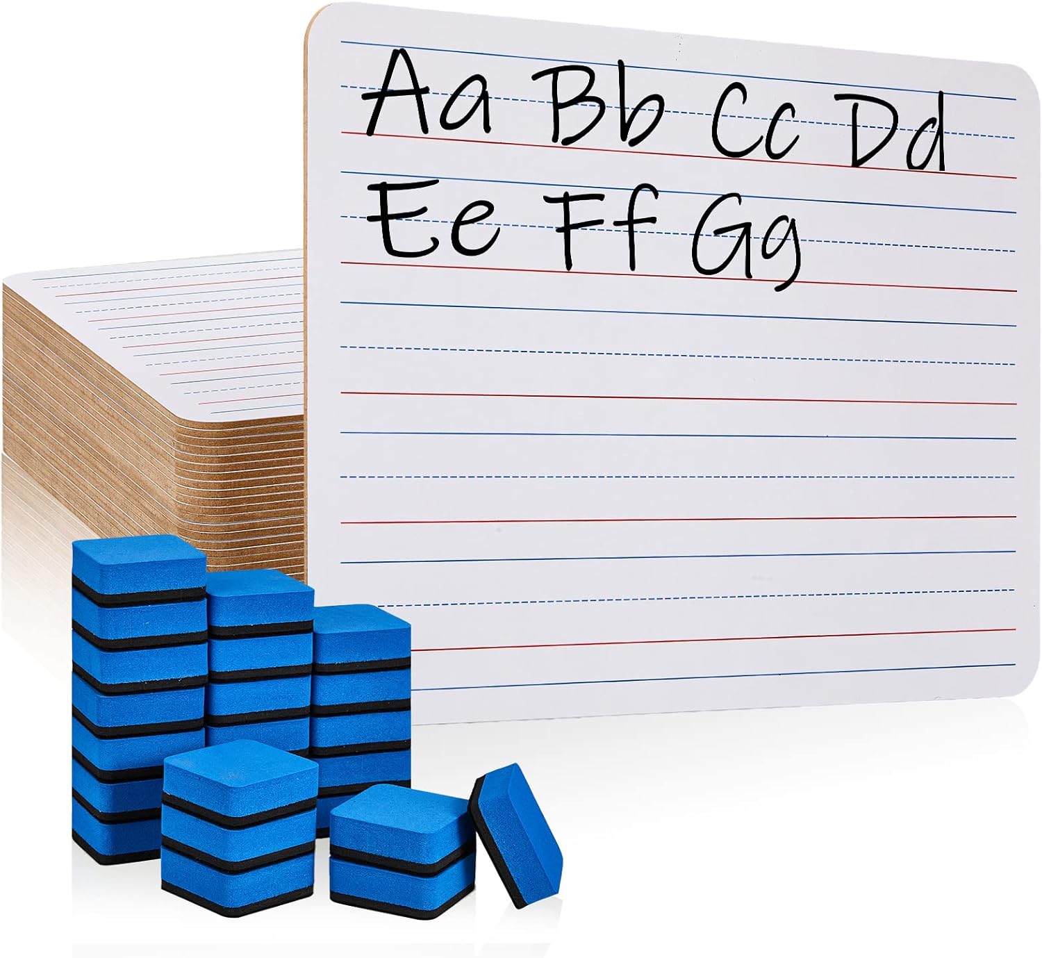 24 Pack 9"x12" Small White Board Dry Erase Board with Lines Doubled Sided White Boards for Students Mini Whiteboard Eraser Included Lined White Board Lap Board for Classroom Students Teachers Kids