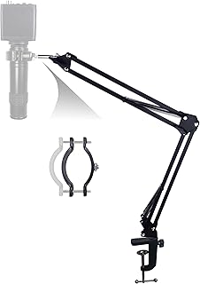 UPWTKIM Microscope Arm Stand for C Mount Lens Industrial HDMI Microscope Camera Electronic Soldering PCB Repairing, Adjustable Clamp 1.02-2.04 inch