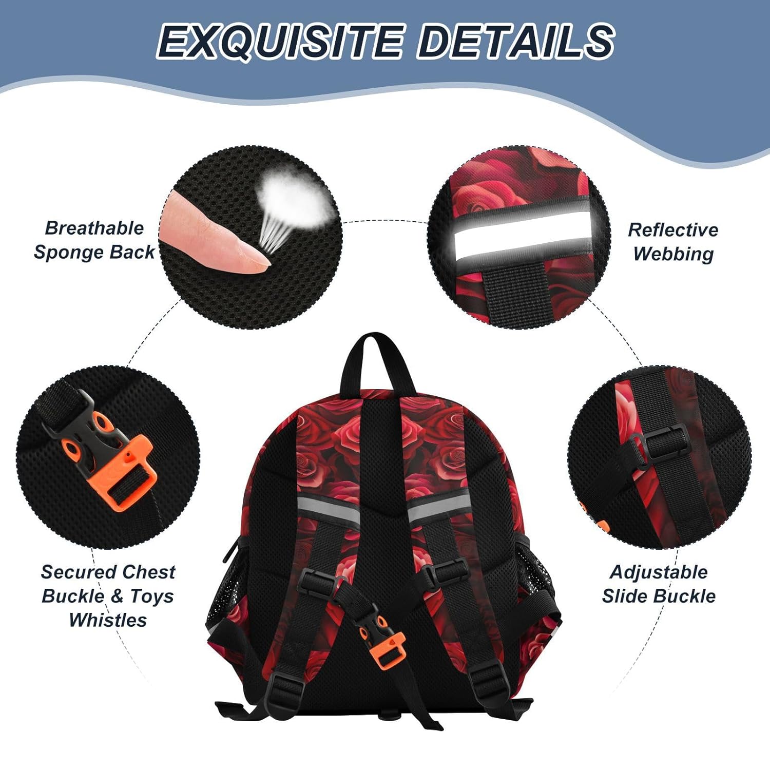 Crimson Rose Toddler Harness Backpack for Boys Girls 3-6 Years Kids Backpack with Anti Lost Safety Leash Child Leash Backpack for Travel Preschool Walking