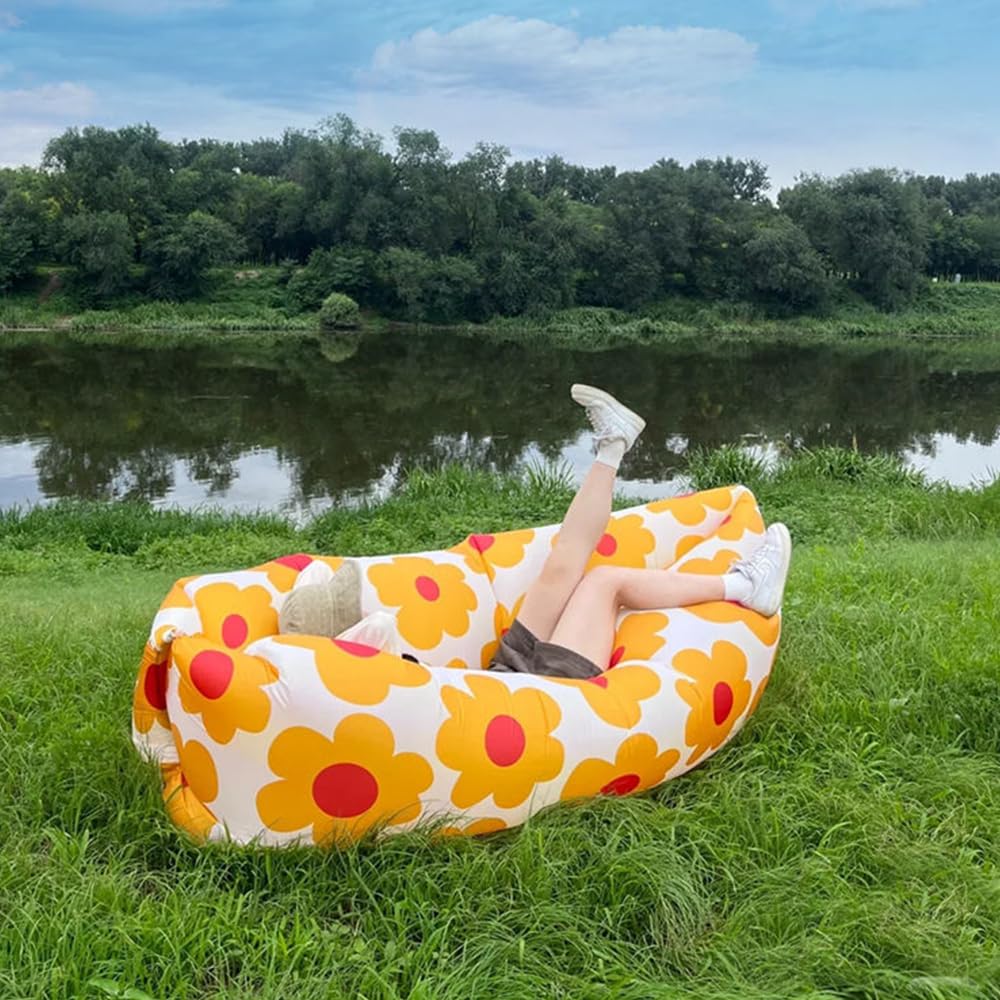 Canapé Gonflable Hiseng - Hamac Portable Pour Camping, Plage, Jardin, Gonflage Sans Pompe