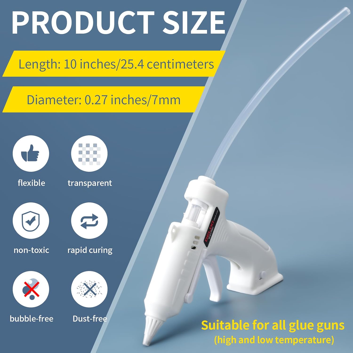 500 Pcs Full Size Hot Glue Sticks 10" Long x 0.27" Diameter Clear Glue - for All Temperatures Multipurpose for Wood, Metal, Glass, Plastic, Floral, Fabric, Leather, Foam, Floral