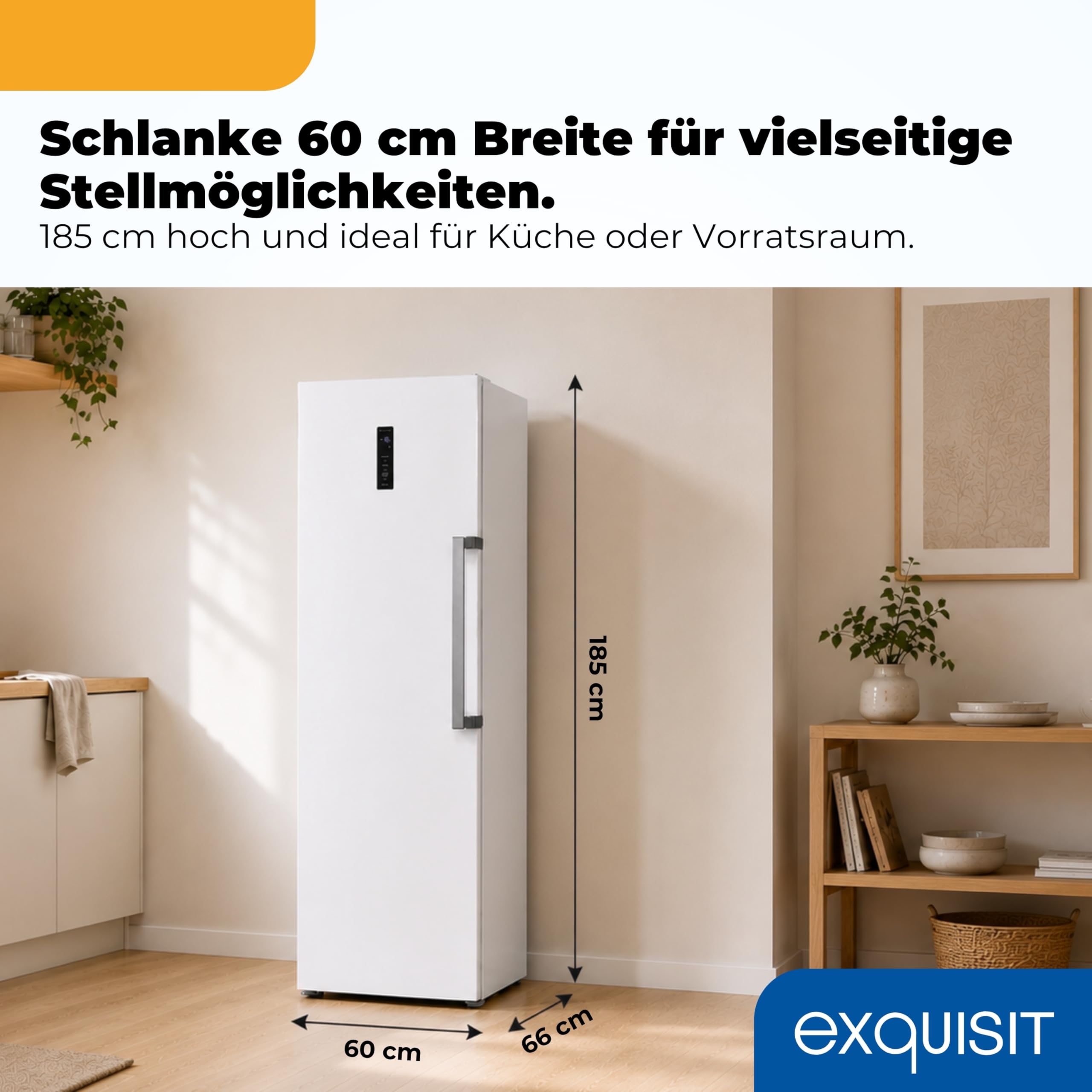 Exquisit Gefrierschrank 274 l No Frost | Energieklasse C | Schnellgefrieren | digitale Temperaturanzeige | LED-Beleuchtung | GS5295-NF-H-040C weiss | Weiß