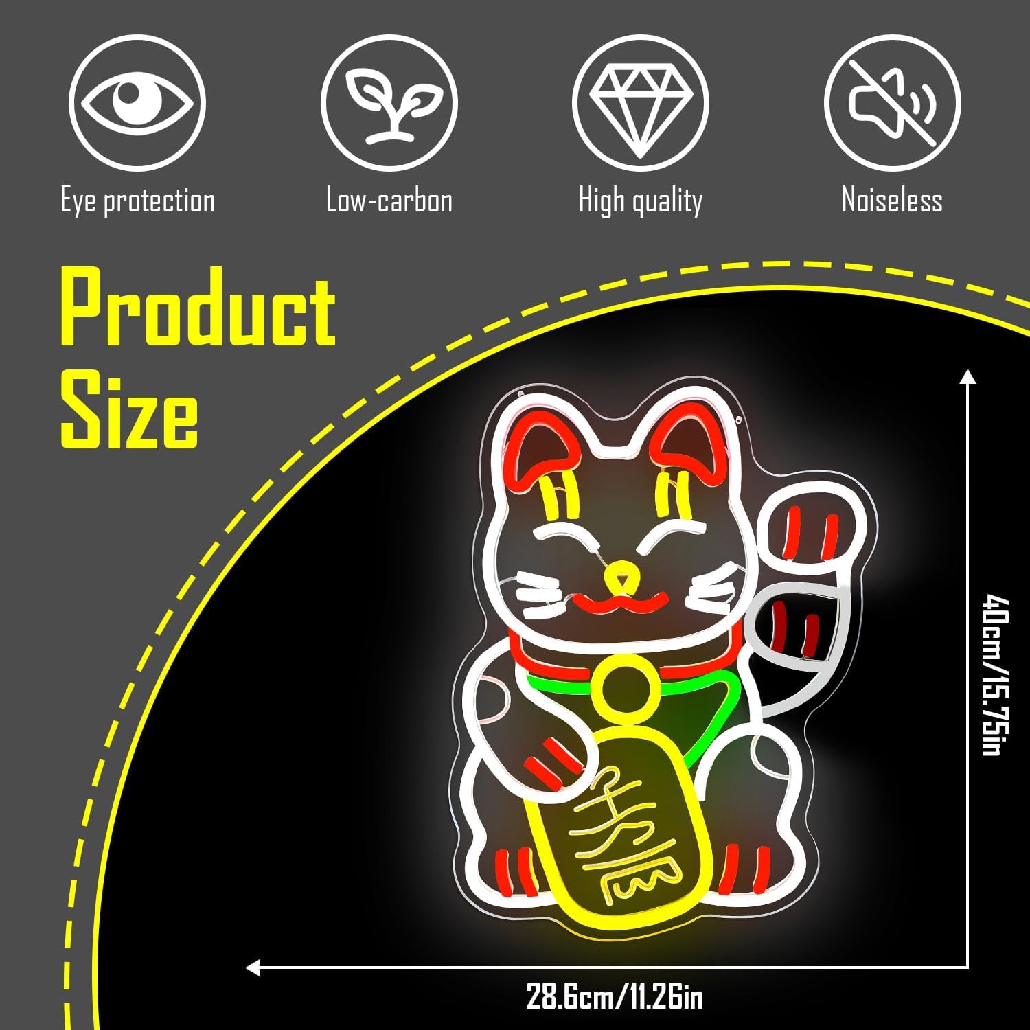 Waving Lucky Cat Neon Sign for Wall Decor Fortune Cat Led Sign Animated Maneki Neko Neon Light Up Sign for Home Business Japanese Decor Wall Art for Restaurant Ramen Shop Bar Bedroom Office