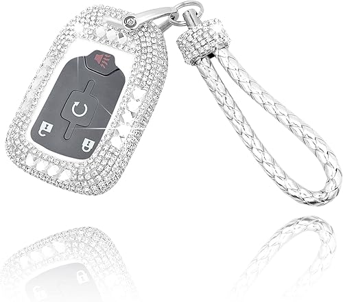 Funda Protectora de Llavero de Diamante de Cristal de Rinita de Lujo Compatible con GMC Acadia Terrain Yukon Chevrolet Suburban Tahoe