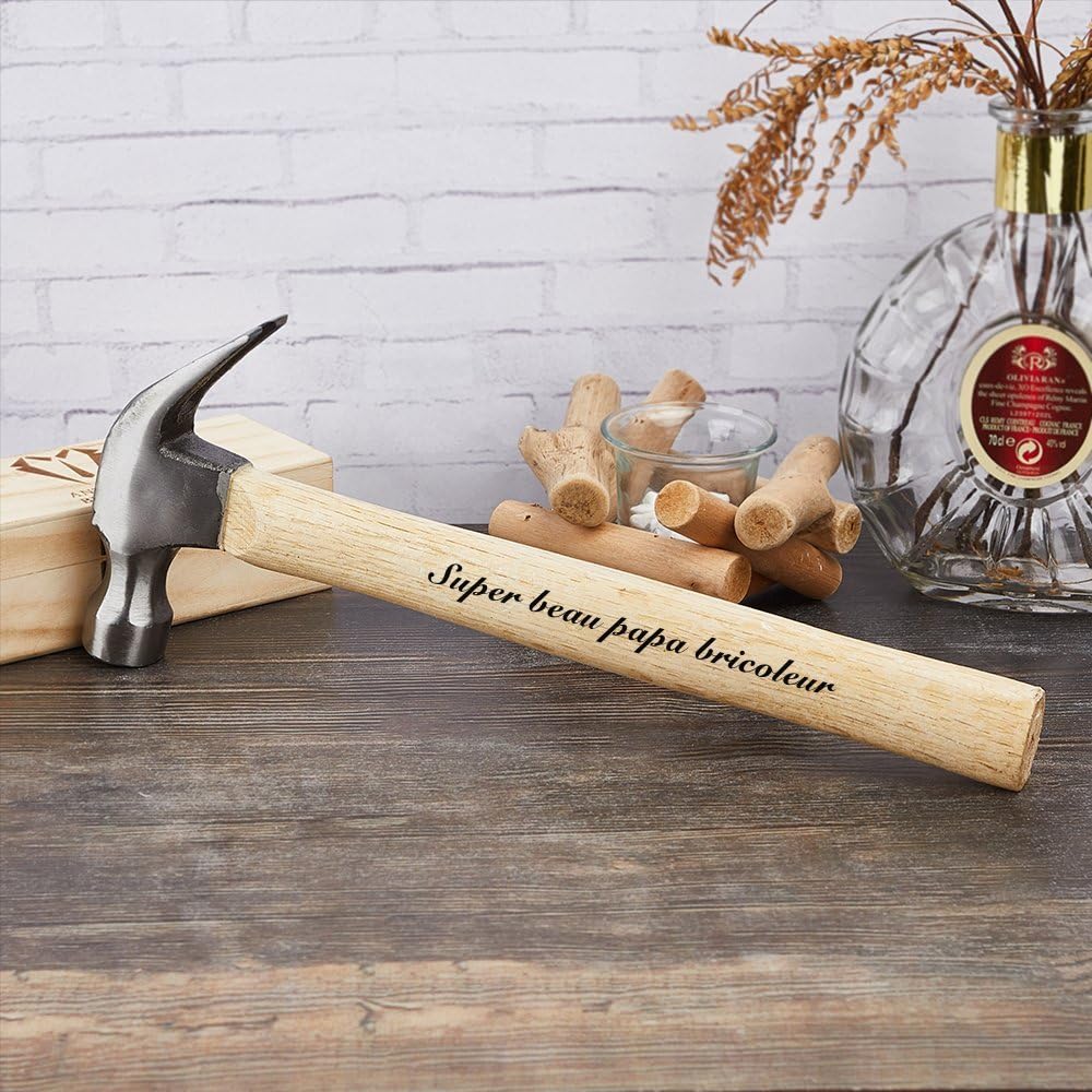 Customized Personalized Engraved Wood Handle Steel Hammer Gift for Father or Husband (Claw Hammer)