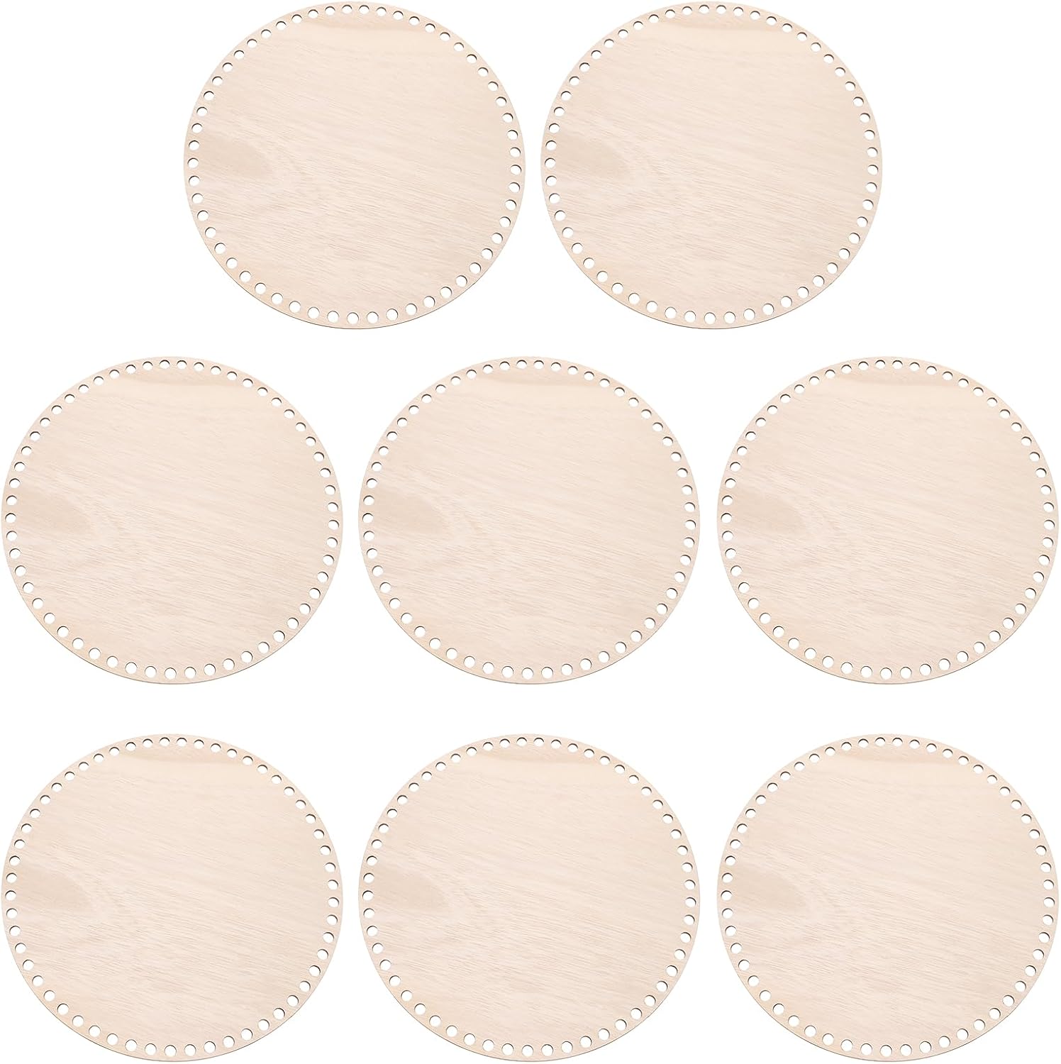 PATIKIL 10" Diameter Crochet Basket Bottom, 8Pcs Round Blank Crochet Knitting Wooden Base for DIY Craft Weaving Basket Making Supplies Home Decoration, Brown