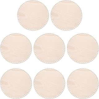 PATIKIL 10" Diameter Crochet Basket Bottom, 8Pcs Round Blank Crochet Knitting Wooden Base for DIY Craft Weaving Basket Making Supplies Home Decoration, Brown
