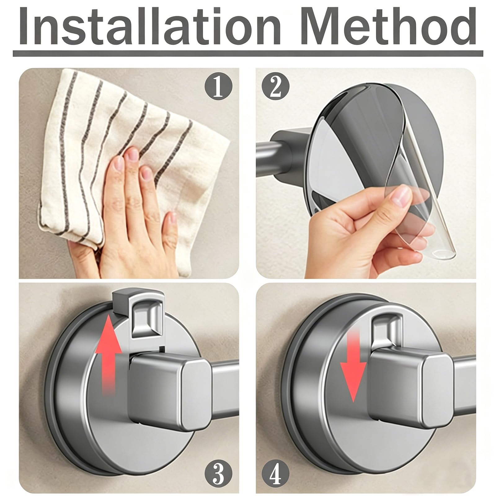 Toallero Ventosa, Toalleros de Baño Sin Taladro, Colgador Toalla Baño, Toallero Ducha, Toallero de Mano Extraíble y Resistente para Baño, Puerta, Ducha y Accesorios de Cocina