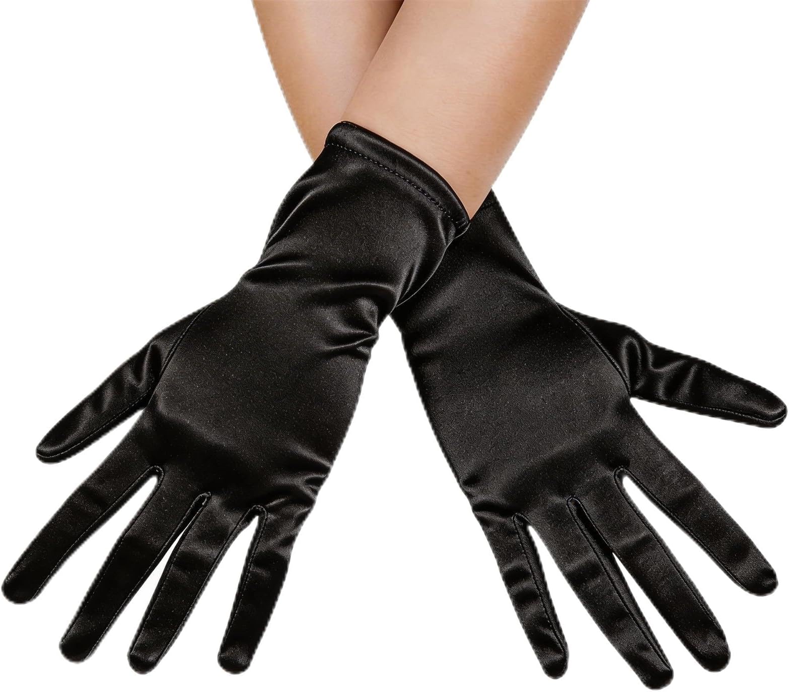 Womens Short Satin Opera Gloves for Wedding Bridal Prom Tea Party Cosplay Costume Formal 1920s Flapper Accessories