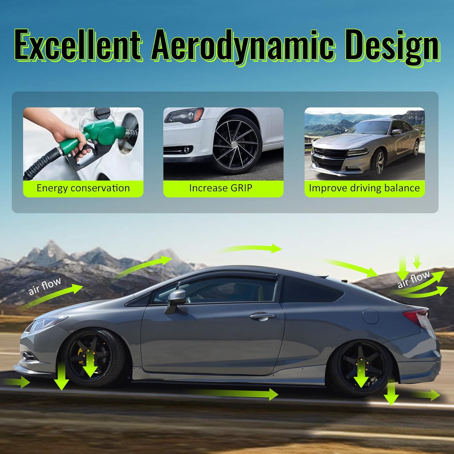 Front Bumper Lip Compatible with 1998-2001 Acura Integra All Models, Unpainted Black Type R PP - Polypropylene Front Lower Chin Spoiler Protector, 1 PC