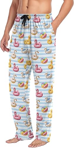 Miniatura 4 de Pantalones de pijama para hombre, pantalones de descanso para hombre, con bolsillos, corte recto, pantalones de pijama para hombre, talla S-2XL