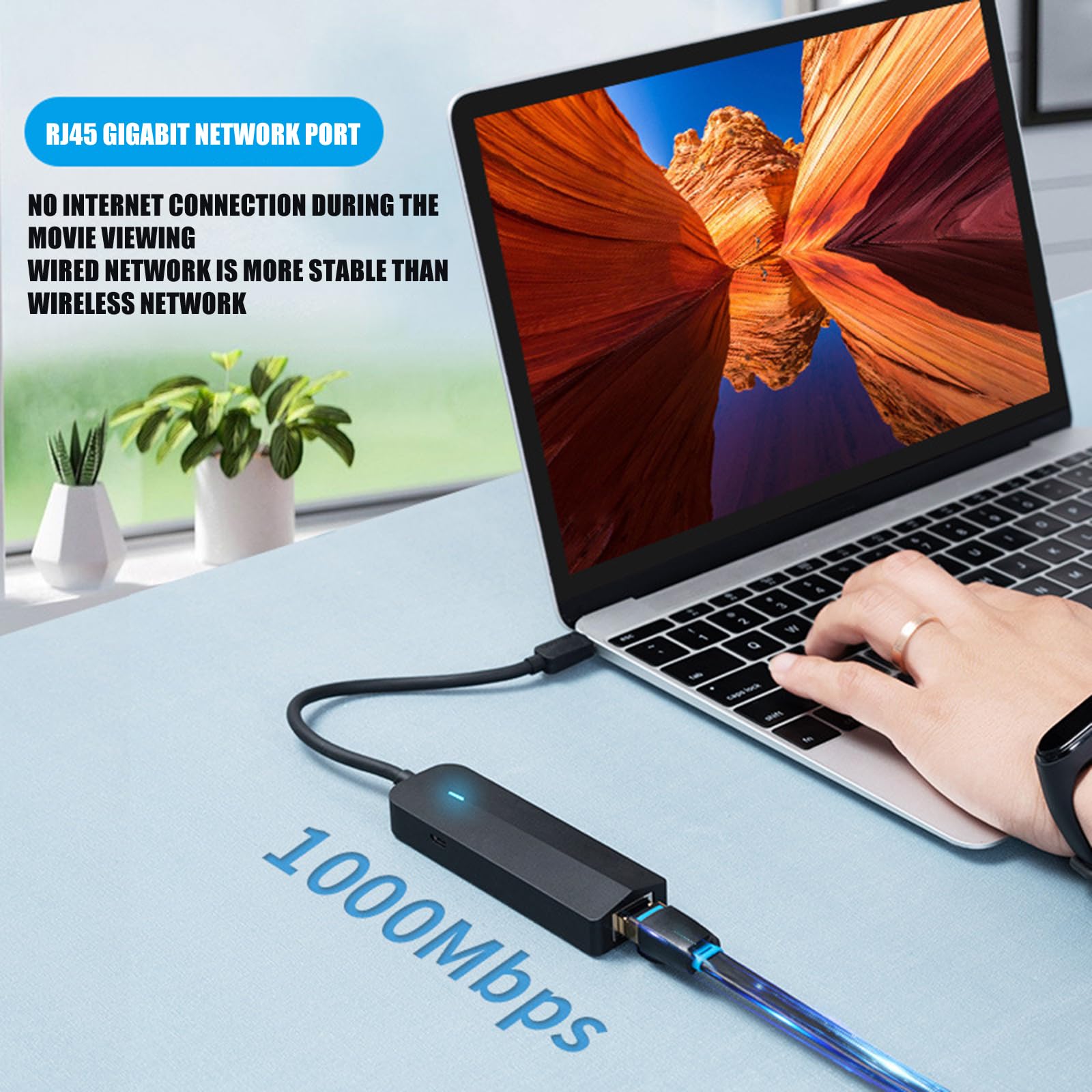 Eficiente adaptador convertidor USB C a RJ45 Gigabit Ethernet con 3 puertos USB 3.0 para una red sin problemas centro USB C con Ethernet
