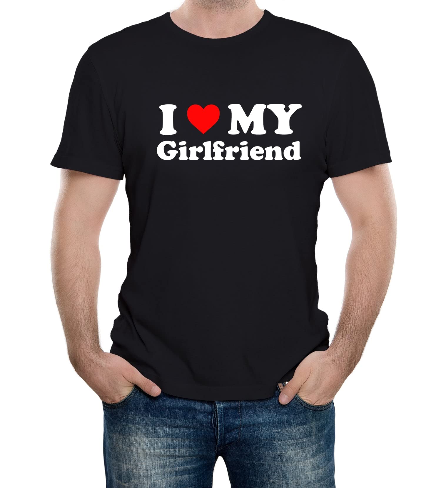 Reality Glitch Men's Black I Love My Girlfriend T-Shirt Funny Valentines Joke Gift (, Xxl)