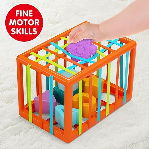 Miniatura 2 de Juguetes sensoriales para bebés para niños de 1 año juguete clasificador de formas de bebé Montessori con bloques texturizados y ABC juguetes de