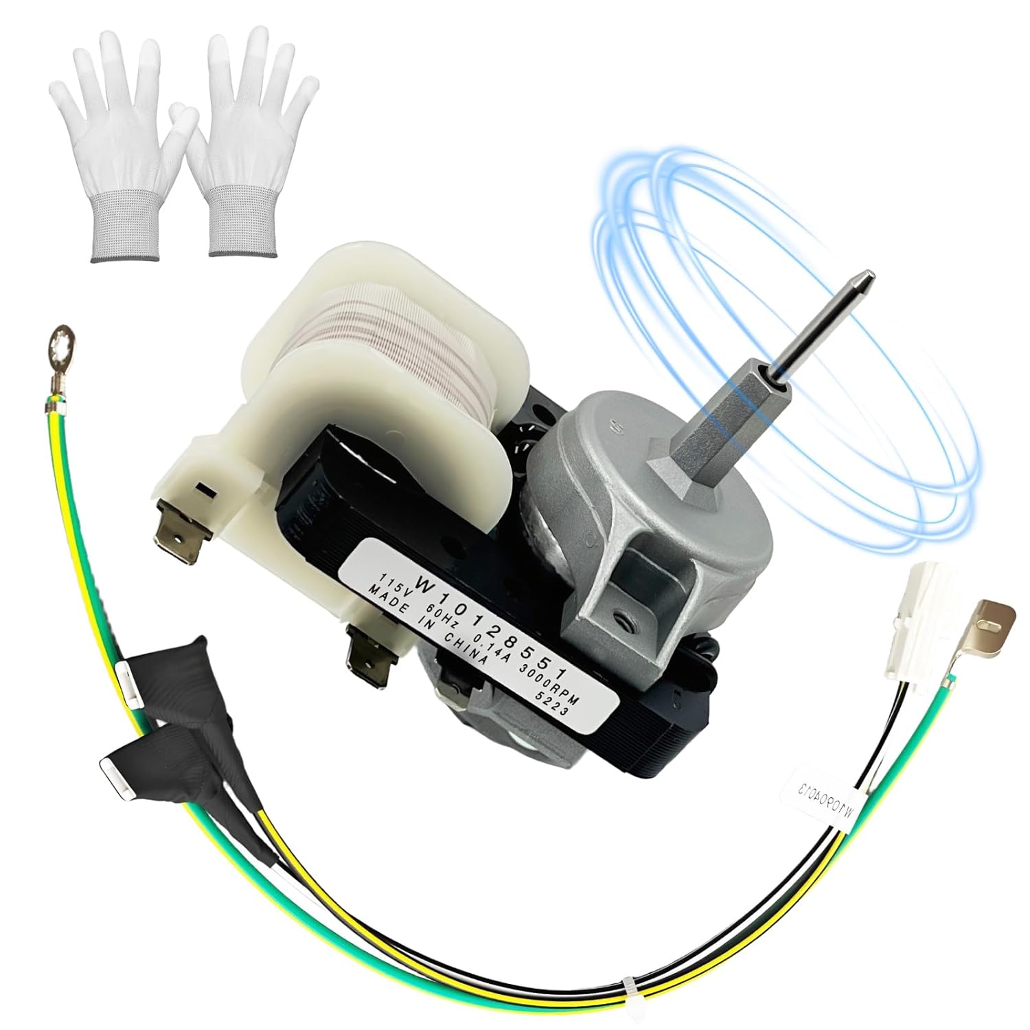 W10128551 Refrigerator Evaporator Fan Motor UpgradeAll Aluminum Casing Replacement# W10128551, WPW10128551, 10449508, W10449515, 67001087, 67001509, 67002056, 67003635, 67003636, 8170894