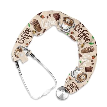 Rnyleeg Stethoscope Covers for Nurses Coffee Chocolate Print Stretchy Slim Looking Stethoscope Sleeve for Women Men Removable Tube
