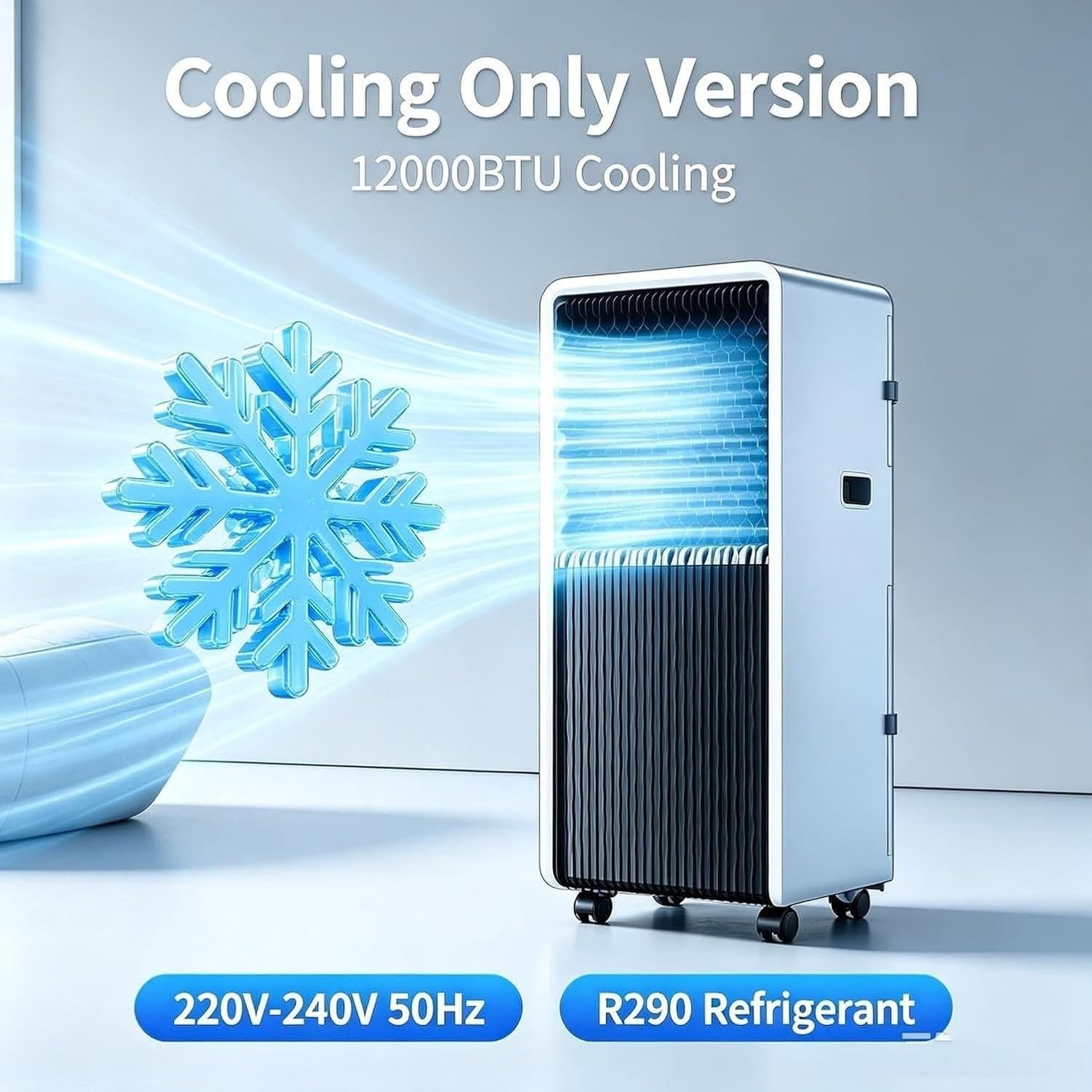 Aire Acondicionado Portátil 14000 BTU con Calefacción, 2 en 1 Unidad Freestanding Móvil con Ruedas para Estar y Oficina, Blanco, A+12000 Btu, A+12000 BTU