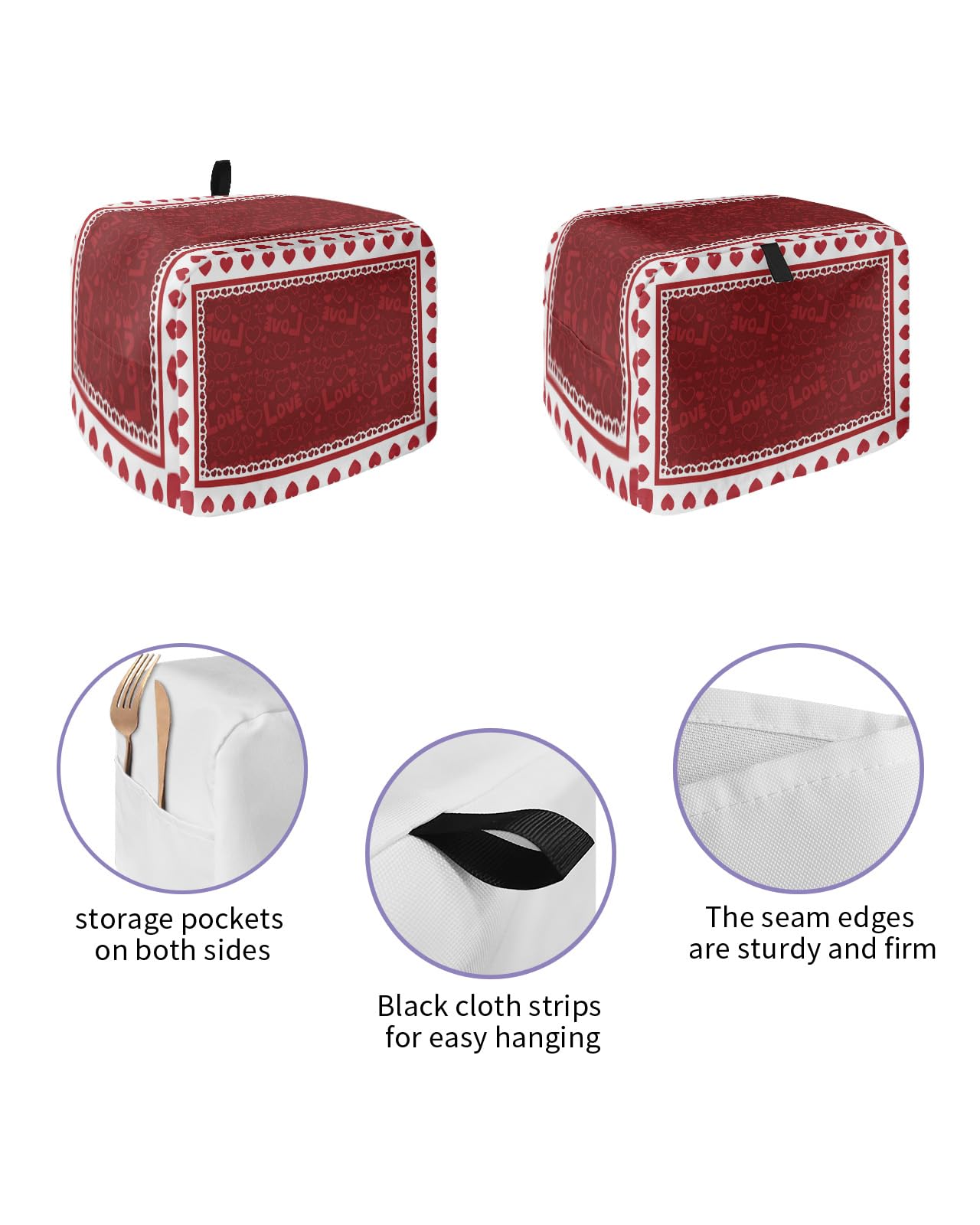 Mumeson 2-Slice Toaster Cover - Heart Cherry Print, Polyester, Dust & Scratch Protection
