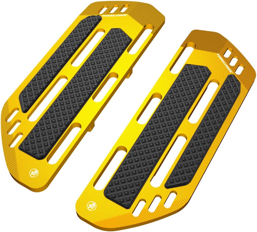 POWER JAMES Gold Big Rider's Floorboard Footrest Foot Padel Pad Compatible with 2018-2025 Harley Davidson Fat Boy, Softail Slim, Deluxe, Sport Glide, Heritage Softail Classic