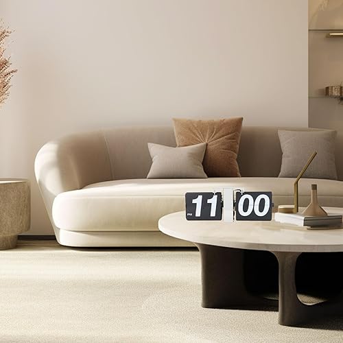 Miniatura 3 de Reloj de escritorio mecánico retro negro con acero inoxidable y PVC, 14.2 x 5.4 x 3.1 pulgadas, alimentado por batería, números grandes para