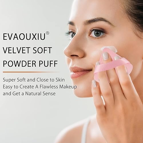 Miniatura 4 de 2 piezas EVAOUXIU Triangle Powder Puff para polvo facial, esponja suave de felpa, esponja cosmética de terciopelo, herramientas de maquillaje de