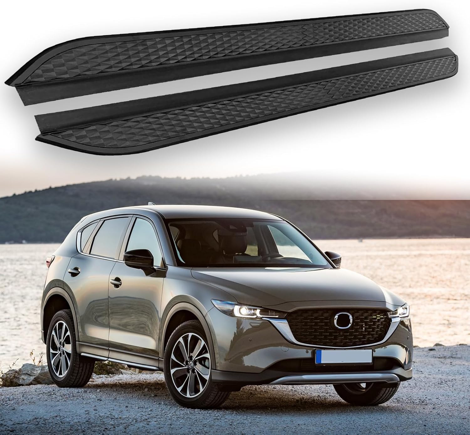 2Pcs Fits for M CX-5 CX 5 CX 2017-2025 Running Boards Side Steps Pedals Black Nerf Bar