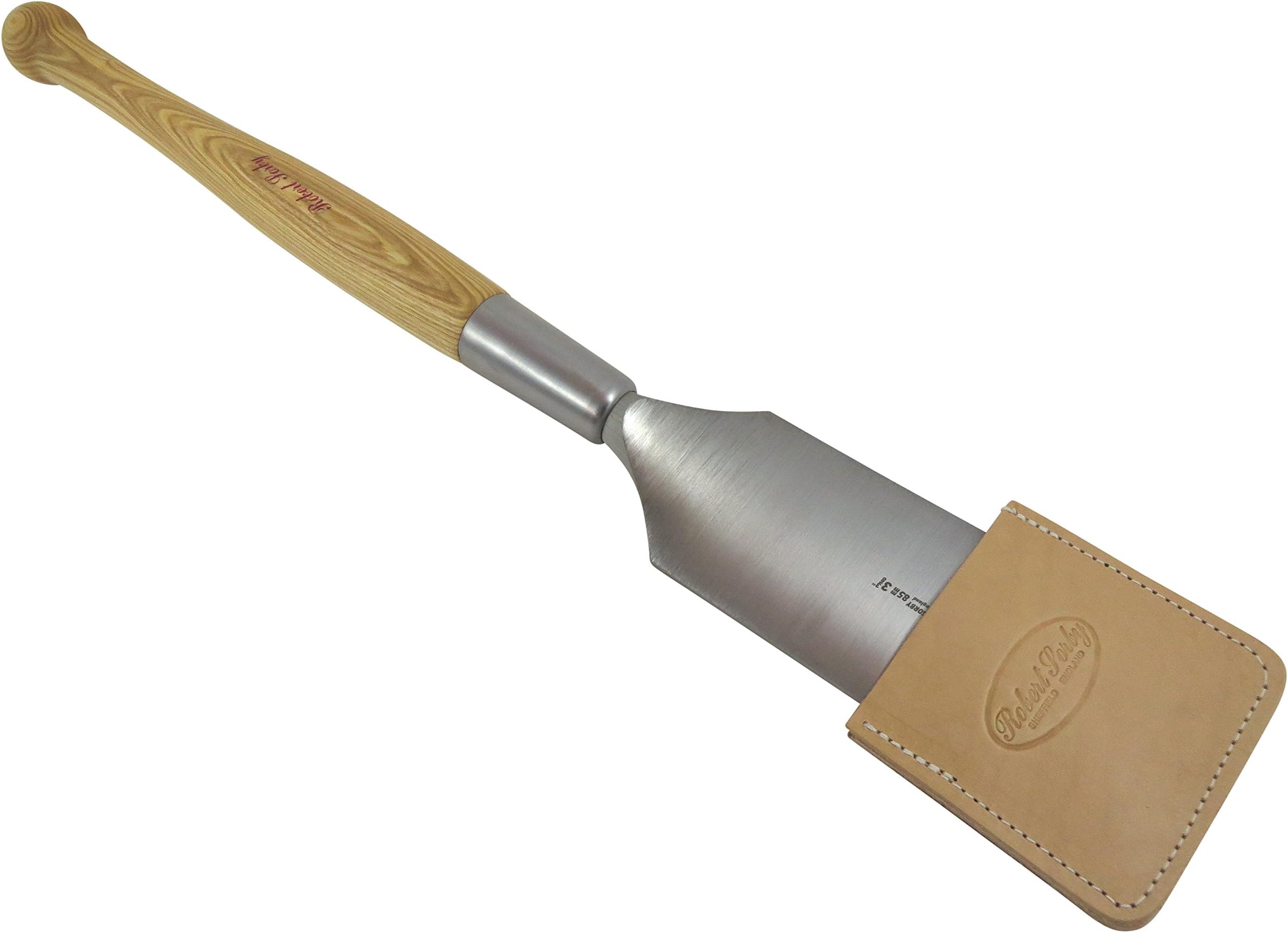 Bundle Robert Sorby 289/289EG85 3-3/8" Massive Timber Framing Chisel/Slick and Leather Edge Guard, 28" Overall Length