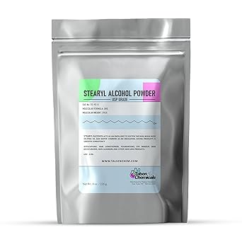 Stearyl Alcohol for Soft and Smooth Skin, Stearyl Alcohol Powder Cosmetic Grade, Emulsifying Agent for Soap Making, Hair Care, and Personal Care Products by Talsen Chemicals 8 Ounce / 226 gram